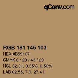Color code: RGB 181 145 103 | qconv.com
