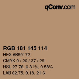 Color code: RGB 181 145 114 | qconv.com