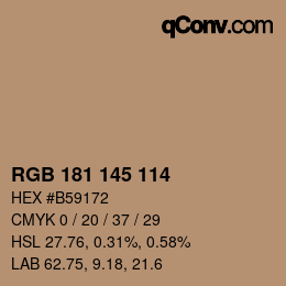 Color code: RGB 181 145 114 | qconv.com