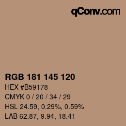 Farbcode: RGB 181 145 120 | qconv.com