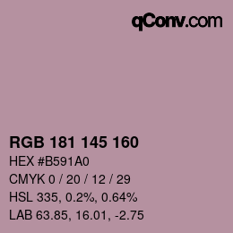Color code: RGB 181 145 160 | qconv.com