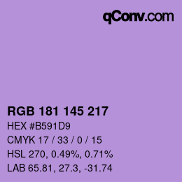 颜色代码: RGB 181 145 217 | qconv.com