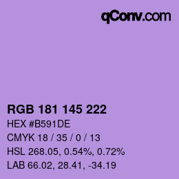 Código de color: RGB 181 145 222 | qconv.com
