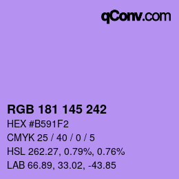 颜色代码: RGB 181 145 242 | qconv.com