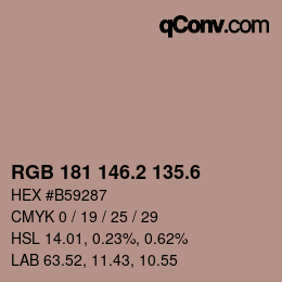 カラーコード: RGB 181 146.2 135.6 | qconv.com