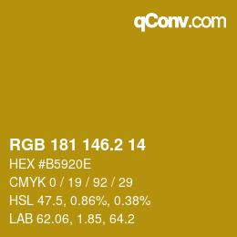 カラーコード: RGB 181 146.2 14 | qconv.com