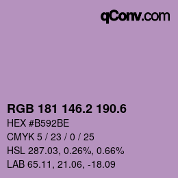 カラーコード: RGB 181 146.2 190.6 | qconv.com