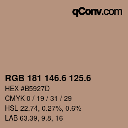 カラーコード: RGB 181 146.6 125.6 | qconv.com