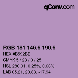 カラーコード: RGB 181 146.6 190.6 | qconv.com