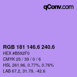 カラーコード: RGB 181 146.6 240.6 | qconv.com