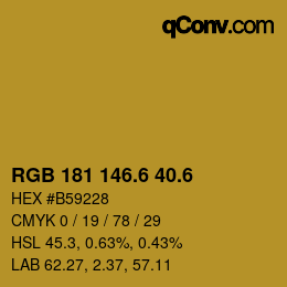 カラーコード: RGB 181 146.6 40.6 | qconv.com