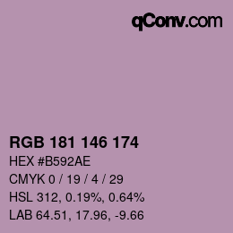 カラーコード: RGB 181 146 174 | qconv.com