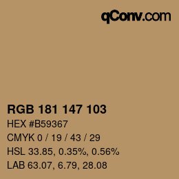 Color code: RGB 181 147 103 | qconv.com