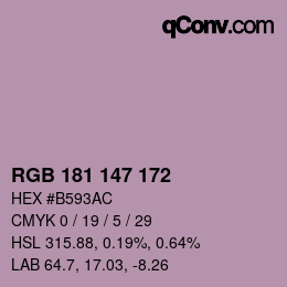 Color code: RGB 181 147 172 | qconv.com