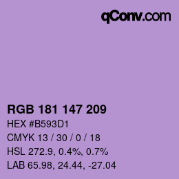 Color code: RGB 181 147 209 | qconv.com