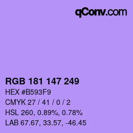 Color code: RGB 181 147 249 | qconv.com
