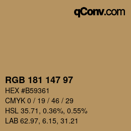 Color code: RGB 181 147 97 | qconv.com