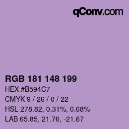 Color code: RGB 181 148 199 | qconv.com