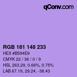 Farbcode: RGB 181 148 233 | qconv.com