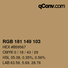 Color code: RGB 181 149 103 | qconv.com