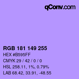 Color code: RGB 181 149 255 | qconv.com