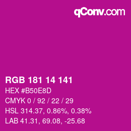 カラーコード: RGB 181 14 141 | qconv.com