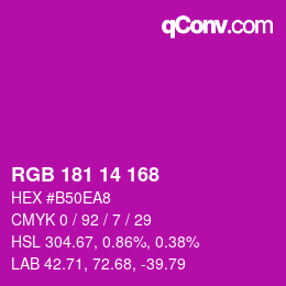 カラーコード: RGB 181 14 168 | qconv.com