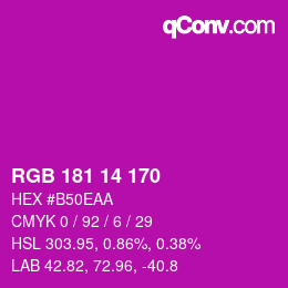 カラーコード: RGB 181 14 170 | qconv.com