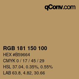 Código de color: RGB 181 150 100 | qconv.com