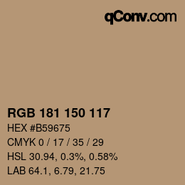 Farbcode: RGB 181 150 117 | qconv.com