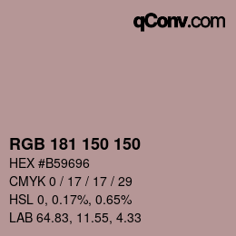 Código de color: RGB 181 150 150 | qconv.com