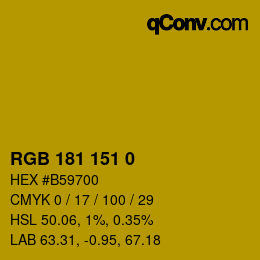 Color code: RGB 181 151 0 | qconv.com