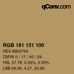 Farbcode: RGB 181 151 100 | qconv.com