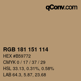 Color code: RGB 181 151 114 | qconv.com