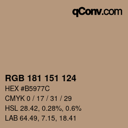 Color code: RGB 181 151 124 | qconv.com