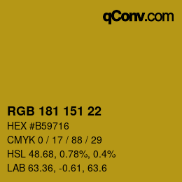 Color code: RGB 181 151 22 | qconv.com