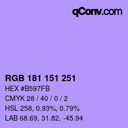 Color code: RGB 181 151 251 | qconv.com