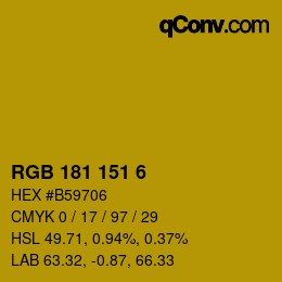 Color code: RGB 181 151 6 | qconv.com
