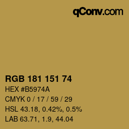 Código de color: RGB 181 151 74 | qconv.com