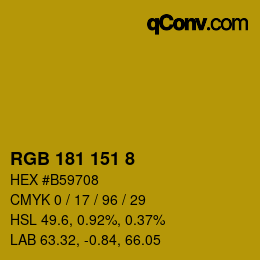 Color code: RGB 181 151 8 | qconv.com