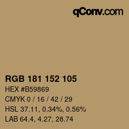 颜色代码: RGB 181 152 105 | qconv.com