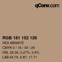 カラーコード: RGB 181 152 126 | qconv.com