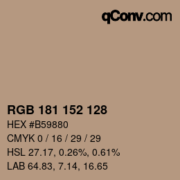 カラーコード: RGB 181 152 128 | qconv.com