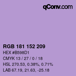 Color code: RGB 181 152 209 | qconv.com