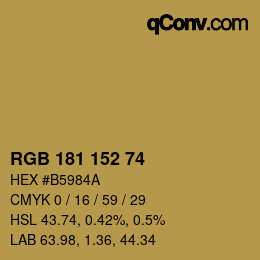 Código de color: RGB 181 152 74 | qconv.com
