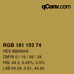 颜色代码: RGB 181 153 74 | qconv.com