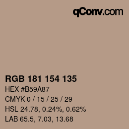 颜色代码: RGB 181 154 135 | qconv.com
