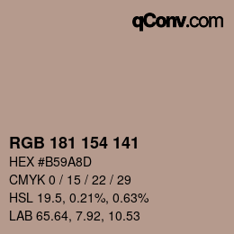 Farbcode: RGB 181 154 141 | qconv.com