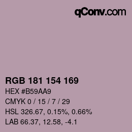 Color code: RGB 181 154 169 | qconv.com