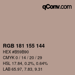 カラーコード: RGB 181 155 144 | qconv.com